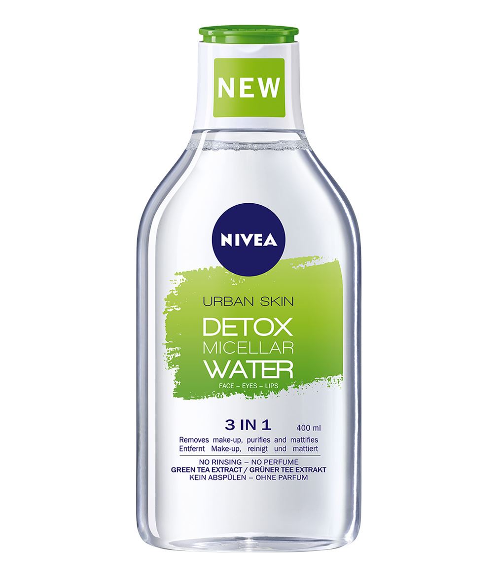Micellair νερό καθαρισμού Urban Skin Detox που καθαρίζει πρόσωπο- μάτια-χείλη και προστατεύει από την ατμοσφαιρική ρύπανση, Nivea.