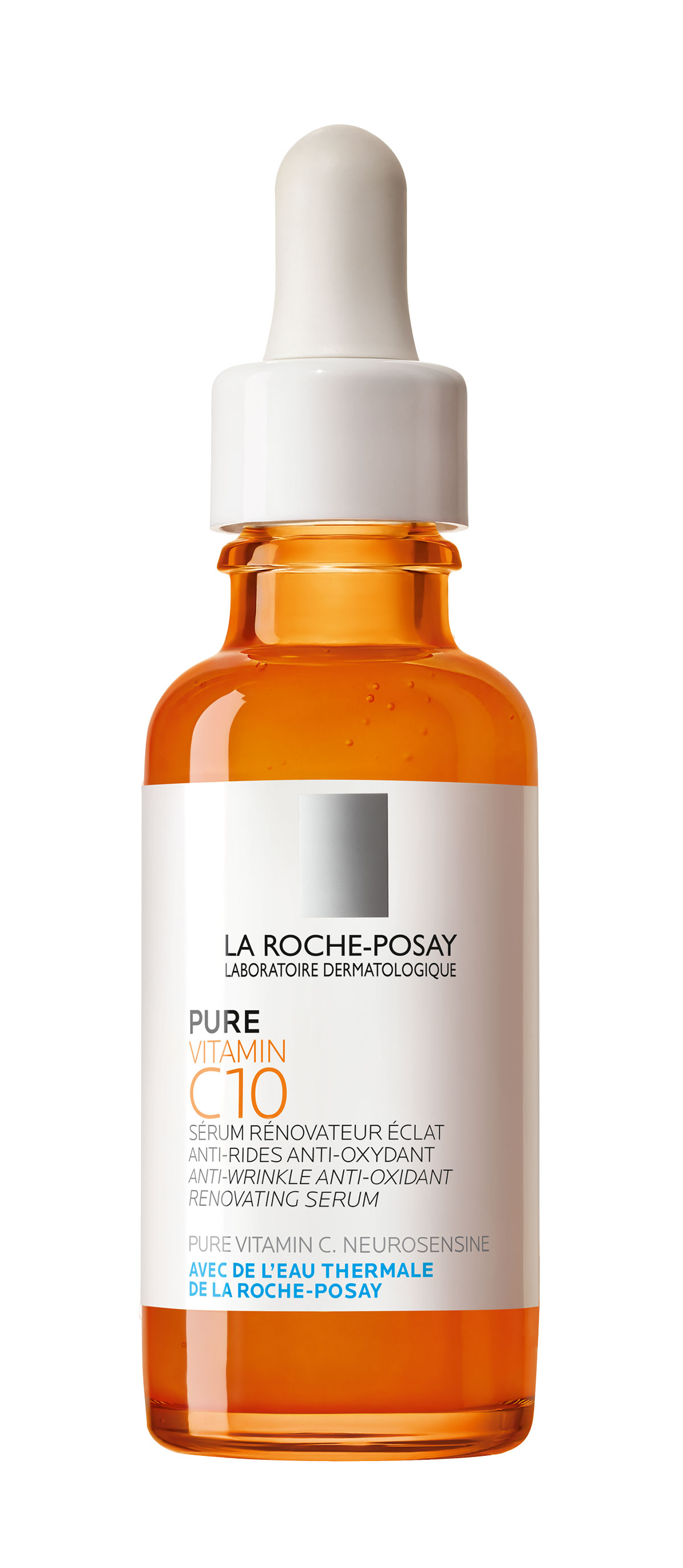 Αντιοξειδωτικός ορός PureVitamin C 10 με 10% βιταμίνη Cπου αντιμετωπίζει βαθιές ρυτίδες,επαναφέρει τη λάμψη και τον ομοιόμορφο τόνο της ευαίσθητης επιδερμίδας, La Roche Posay.