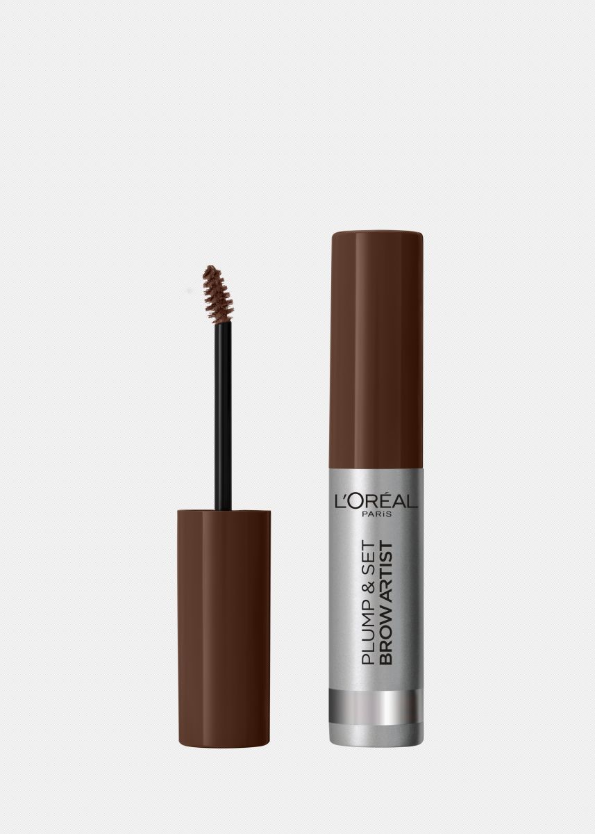 Brow Αrtist Plum & Set σε μορφή μάσκαρα της L'OREAL σε μορφή μάσκαρα για καλοσχηματισμένα πυκνά φρύδια. 