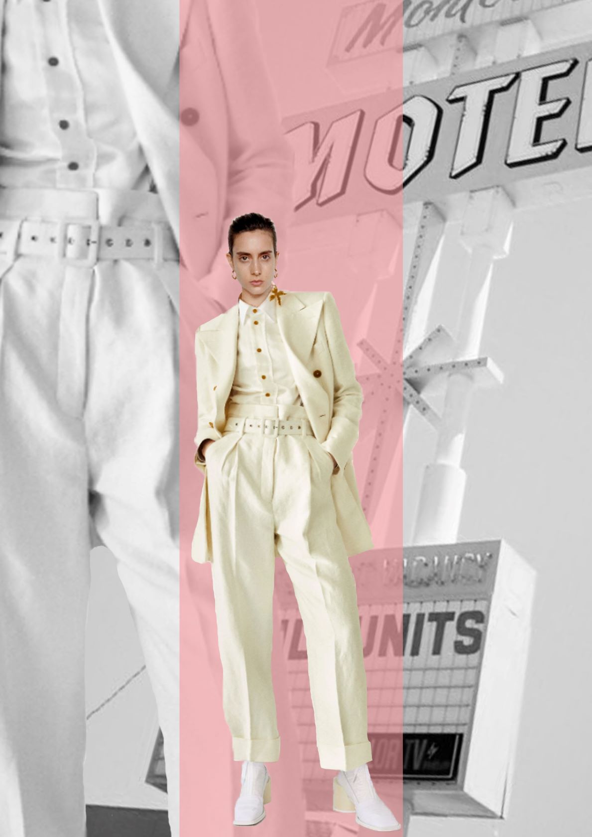 Σύνολο Vivienne Westwood,  μπότες Maison Margiela, makeup & σκουλαρίκια Jil Sander