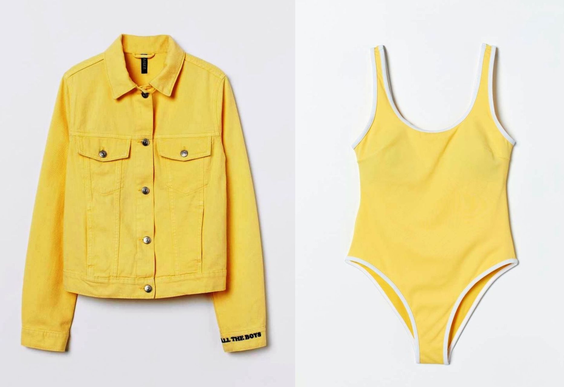 Βαμβακερό jacket To All The Boys x H&M,14.99€, high leg μαγιό με λευκό φινίρισμα. 24.99€, H&M.