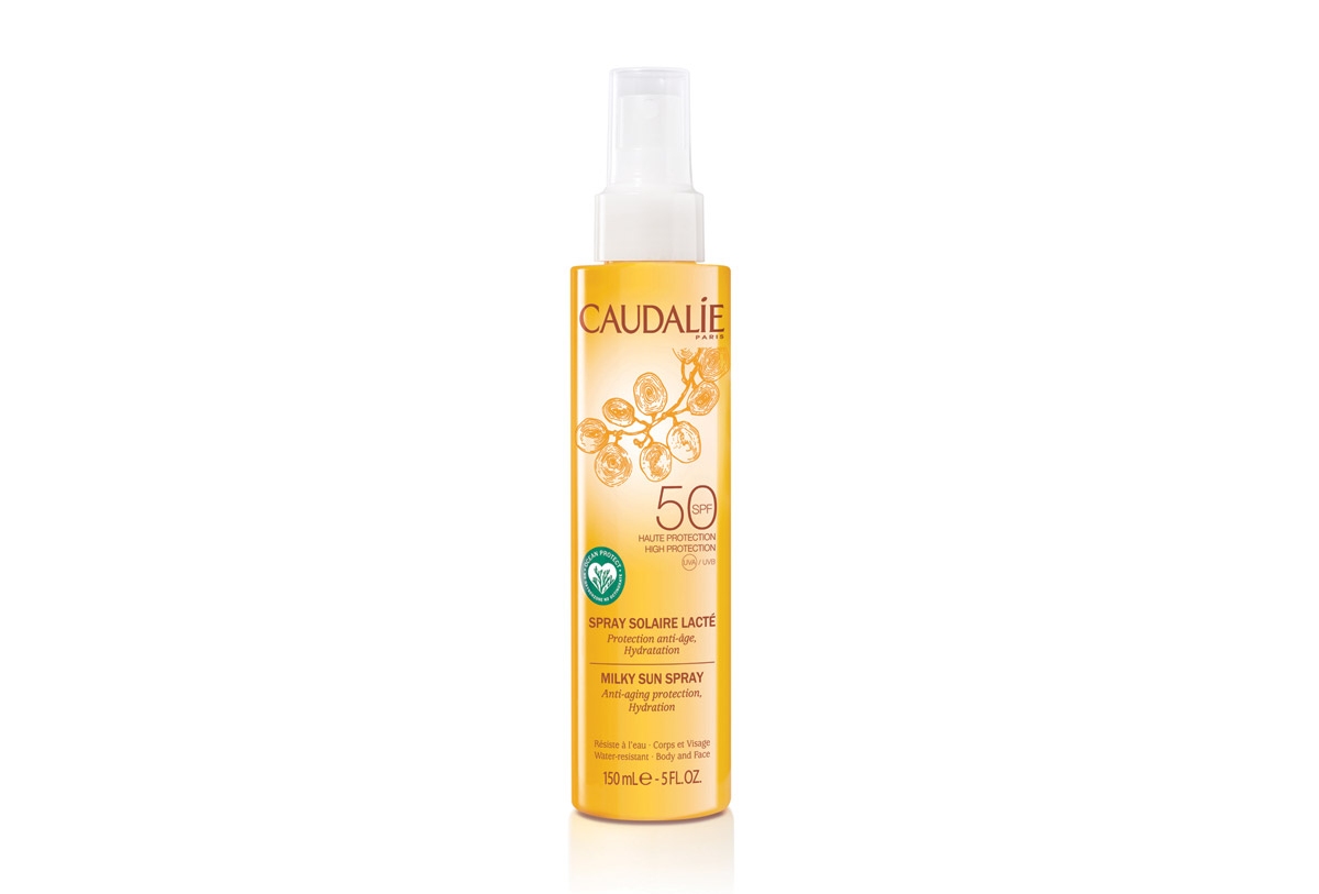 Milky Sun Spray SPF 50 για πρόσωπο και σώμα , χωρίς αλκοόλ και σιλικόνη, Caudalie.