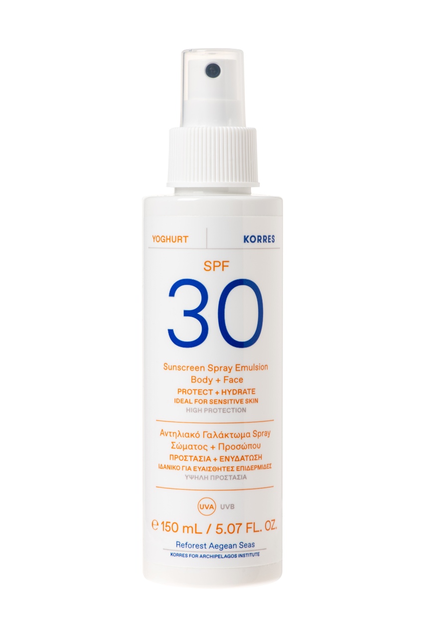 Γιαούρτι SPF 30 με γιαούρτι, πανθενόλη, βιταμίνη Ε, ιδανικό για το ευαίσθητο δέρμα, χωρίς σιλικόνη, OMC, οκτοκρυλένιο, Korres.