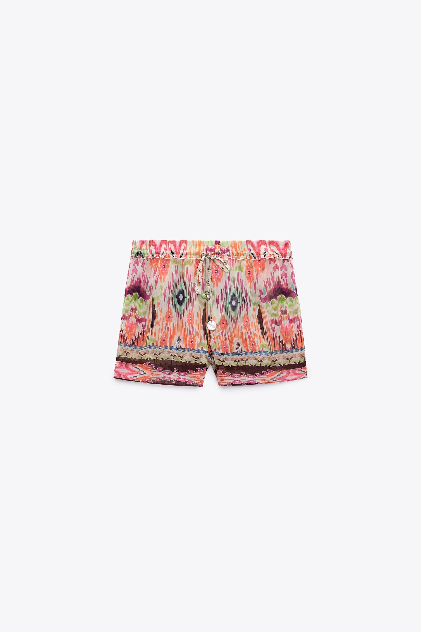 Ψηλόμεσο σορτς εμπριμέ με λάστιχο, 25.95 € , Zara.