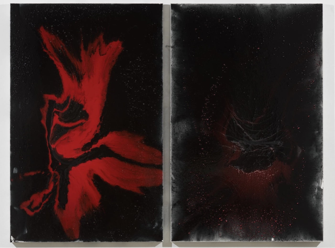 Title to be confirmed, 2023. Resin, powdered paint on linen, in two parts Overall: 50 x 65 1/2 x 2 inches (127 x 166.4 x 5.1 cm). ©2023 Helen Marden/Artists Rights Society (ARS), New York. Photo: Rob McKeever / Courtesy Gagosian.