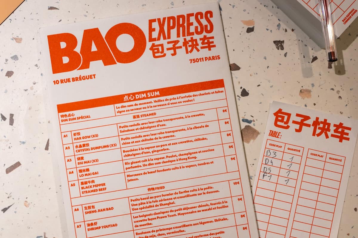 Bao Express Menu
