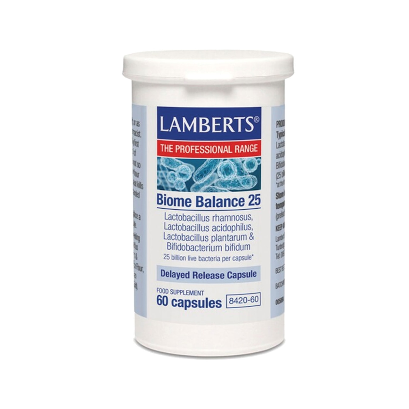 Συμπλήρωμα διατροφής με προβιοτικά Biome Balance 25, Lamberts. 