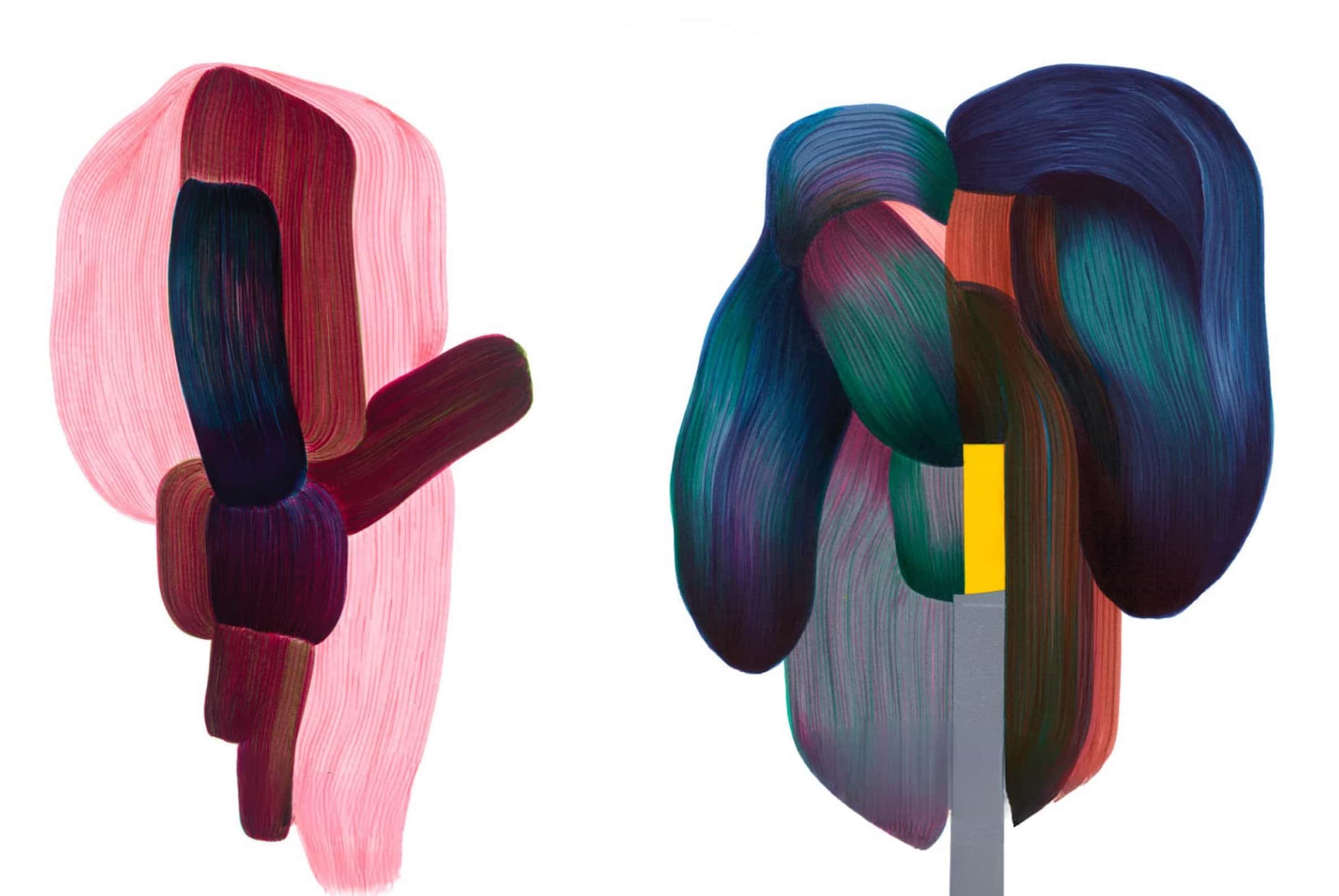 Aφηρημένα ζωγραφικά σχέδια του ronan Bouroullec, μια διαδοχή λεπτών και πολύχρωμων γραμμών με απρόβλεπτους συνδυασμούς χρωμάτων.