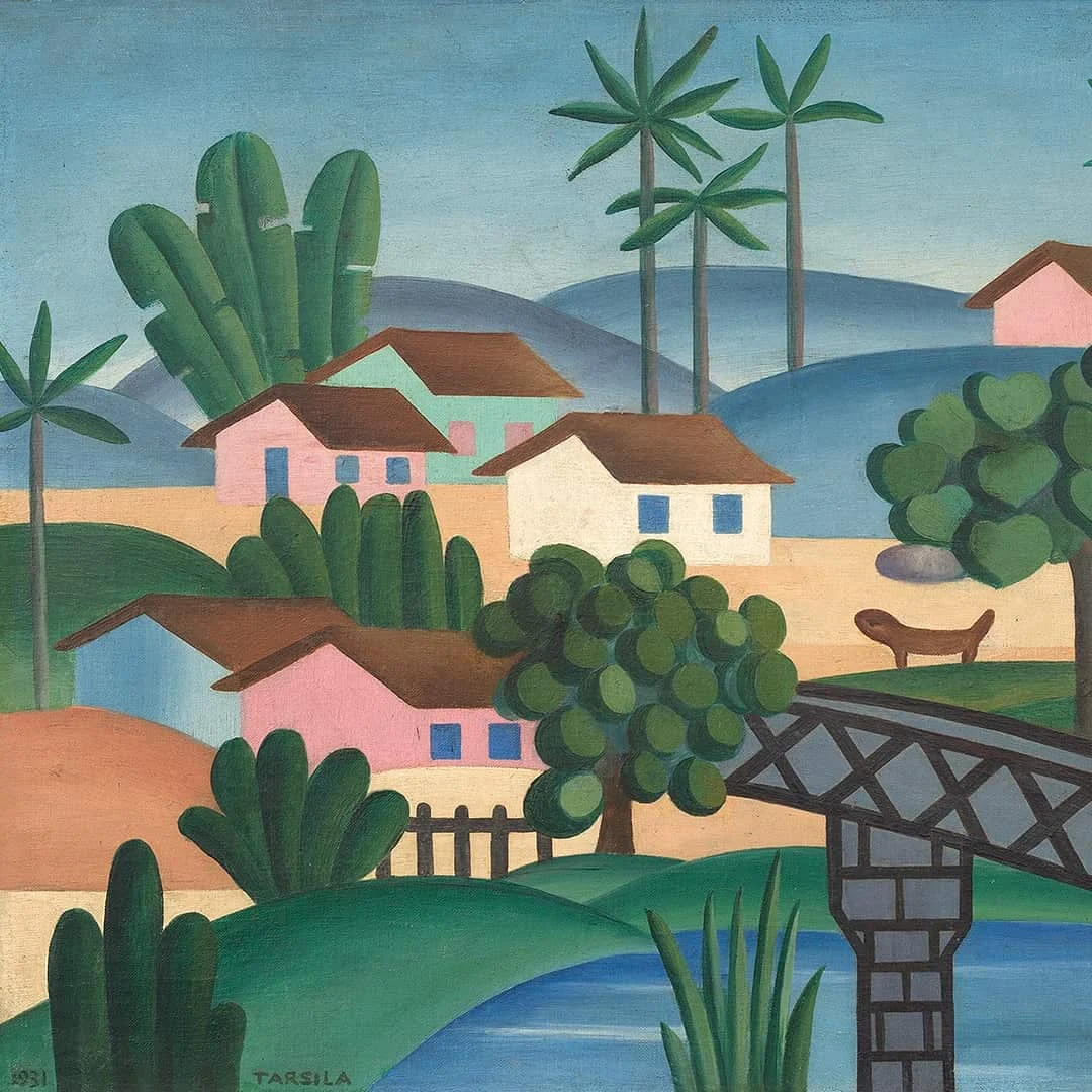 Tarsila do Amaral, "Landscape with Bridge" (detail), 1931.