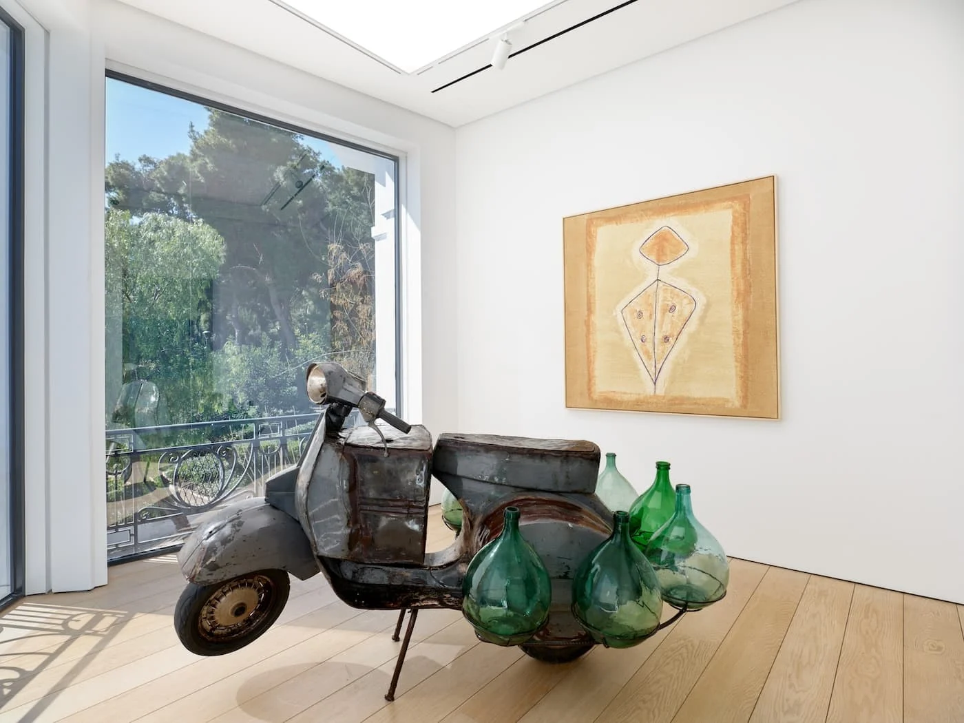 Romuald Hazoumè, "Les fleurs du mâle", 2025, installation view. Photo: Stathis Mamalakis