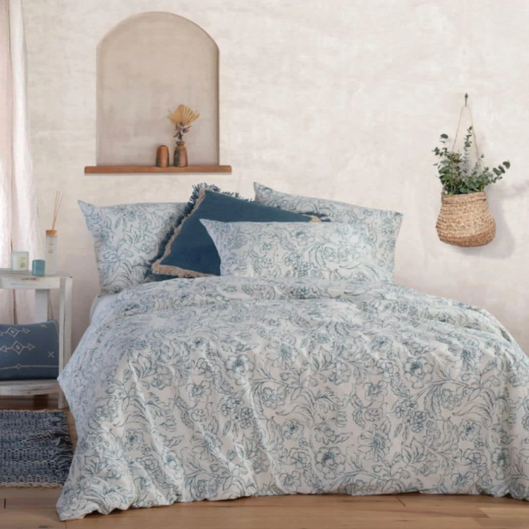Σετ βαµβακερών σεντονιών "Moanna Blue", από τη συλλογή "Blue Collection", Nef-Νef Ηomeware.