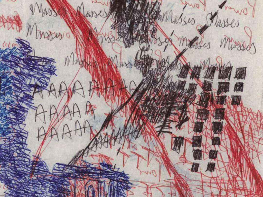 Oscar Murillo
flight #98, 2018, detail
Pen, pencil and graphite on paper, in artists frame
12 1/4 x 16 1/2 inches (30.9 x 41.9 cm)
© Oscar Murillo
Photo: Tim Bowditch and Reinis Lismanis
Courtesy the artist and Gagosian