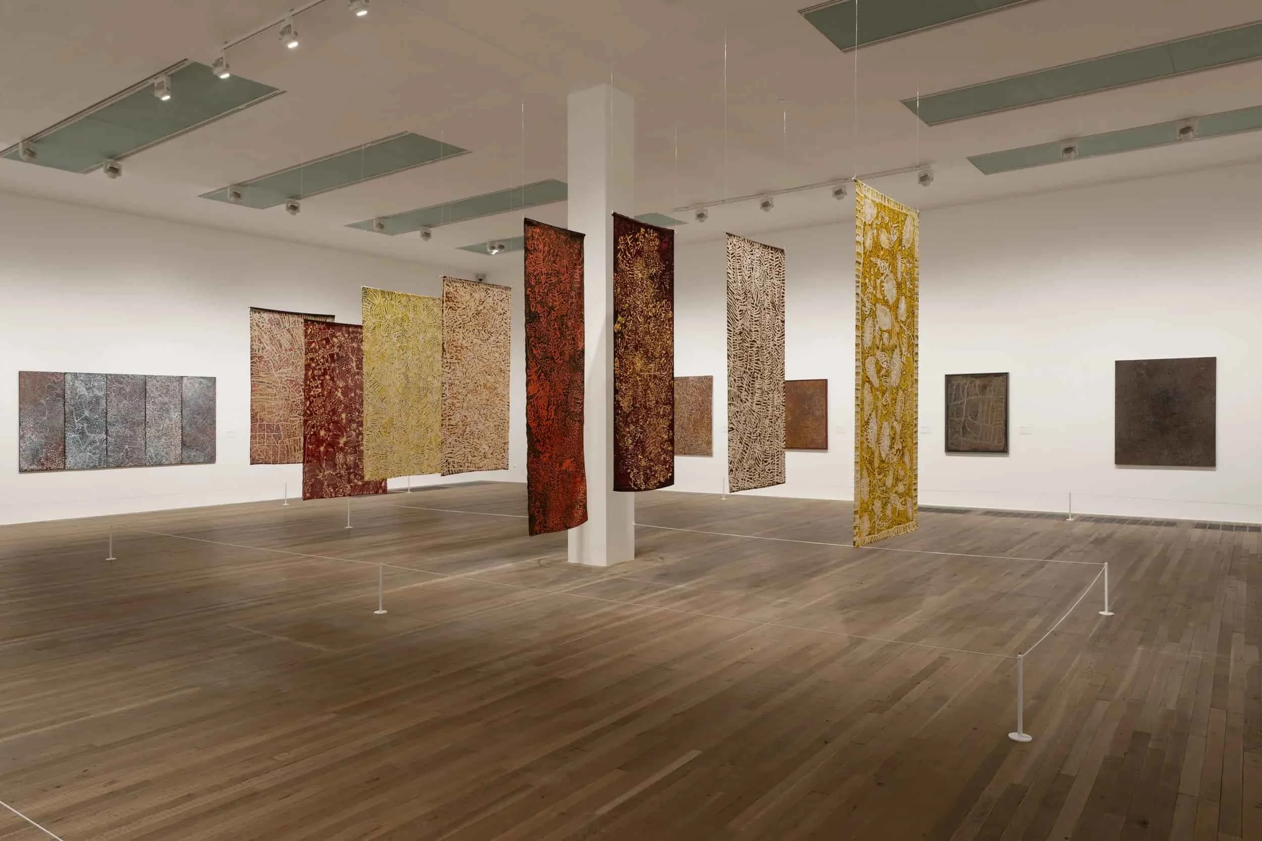Emily Kam Kngwarray installation view at Tate Modern 2025.©Emily Kam Kngwarray Copyright Agency. Licensed by DACS 2025. Photo Tate Kathleen Arundell)