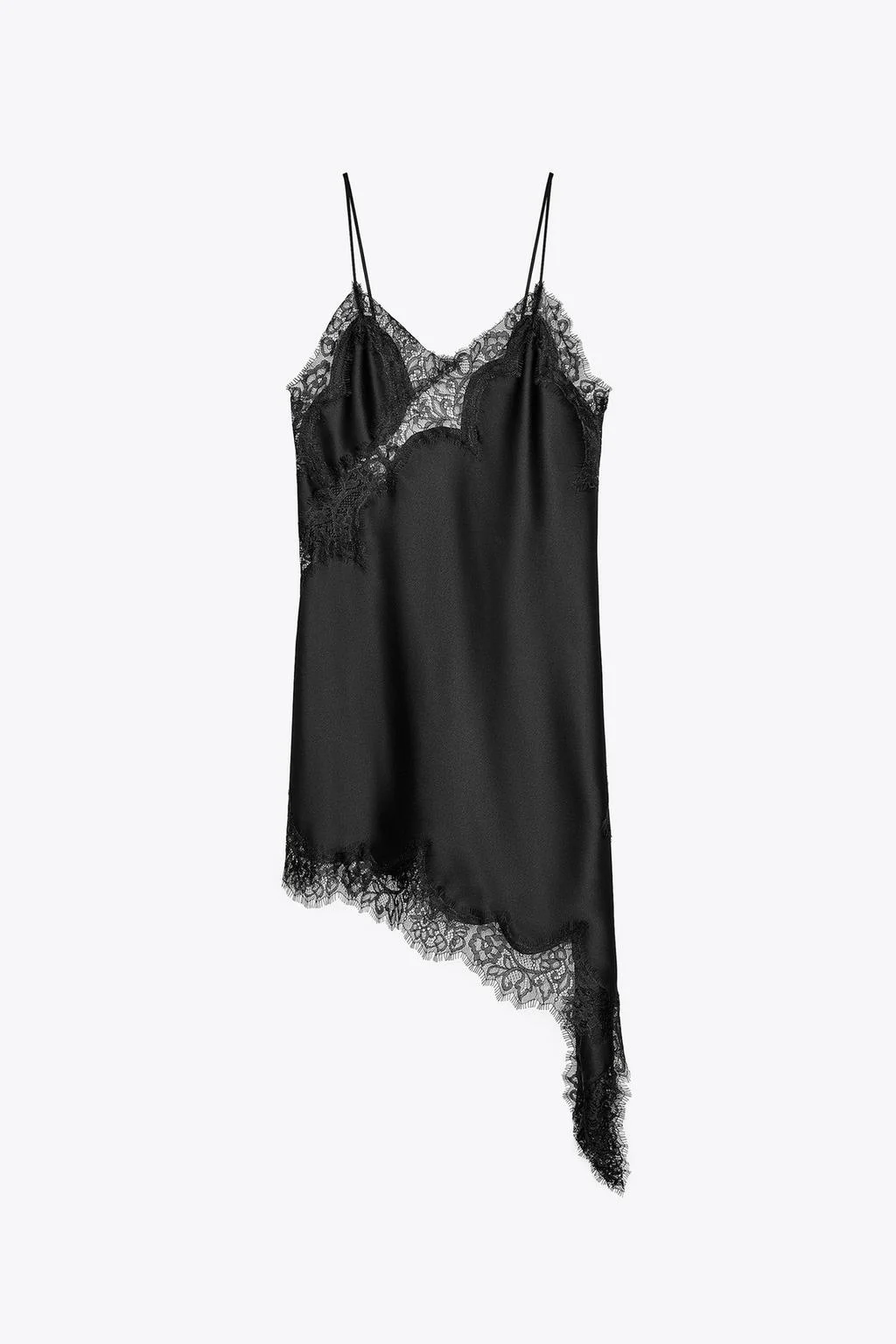 Ασύμμετρο φόρεμα με δαντέλα, 49,95€, Zara