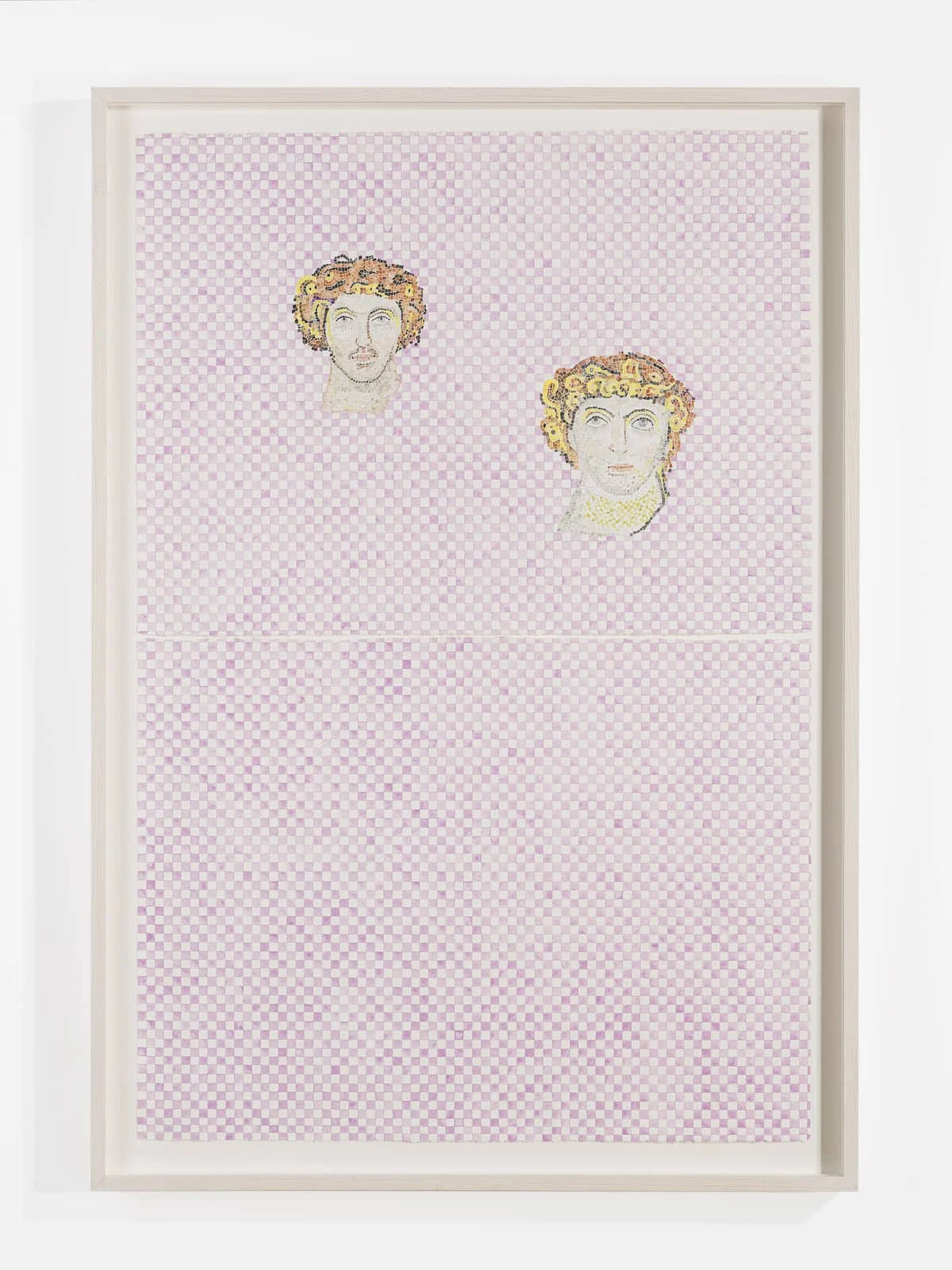 Double Head Mosaic, 2025 Watercolour on Arches Paper 112 x 75 cm (framed: 125 x 86 x 6 cm}  Photo credits: Courtesy of the artist and Bernier/
Eliades Gallery | Photo: Boris Kirpotin