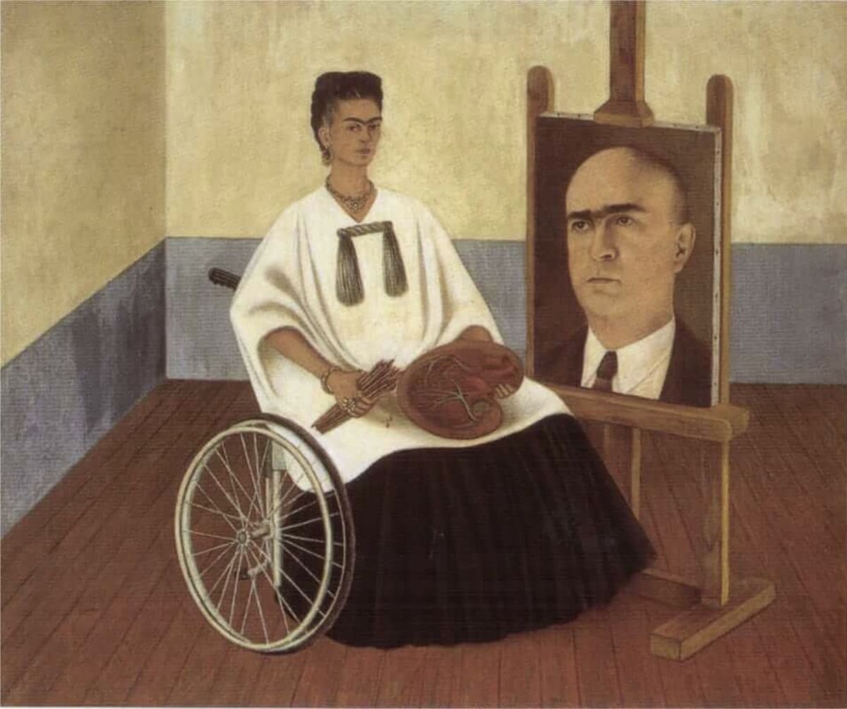 "Self-Portrait with the Portrait of Doctor Farill", Frida Kahlo, 1951