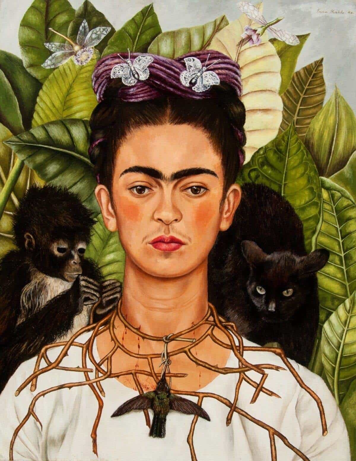 "Self-Portrait with Thorn Necklace and Hummingbird", Frida Kahlo, 1940