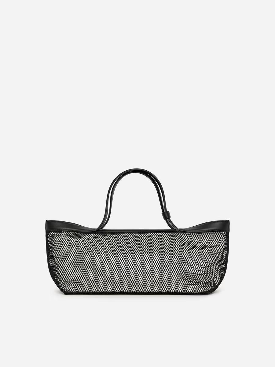 Leather detail mesh tote bag, 129€, Arket
