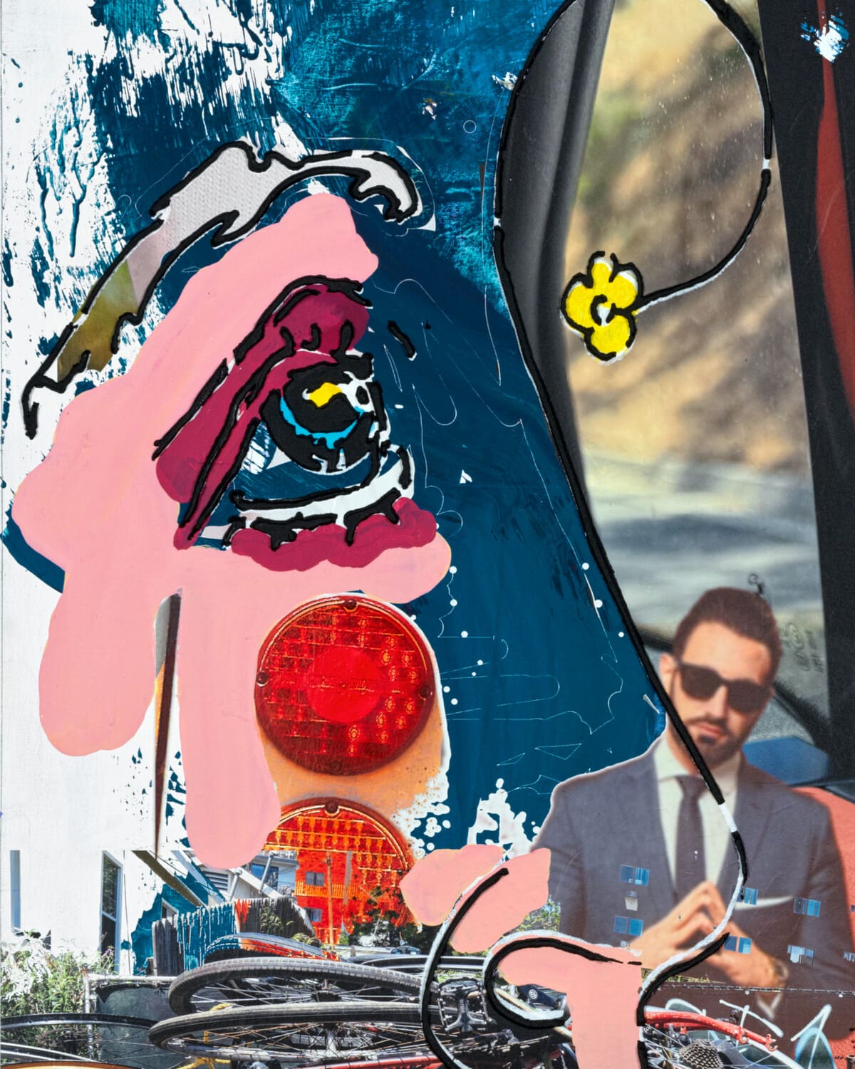 Urs Fischer Airbag (detail), 2026 Gesso, latex, acrylic paint, alcohol ink, and modeling paste on canvas 52 x 42 inches (132.1 x 106.7 cm) © Urs Fischer Courtesy of the artist and Gagosian.