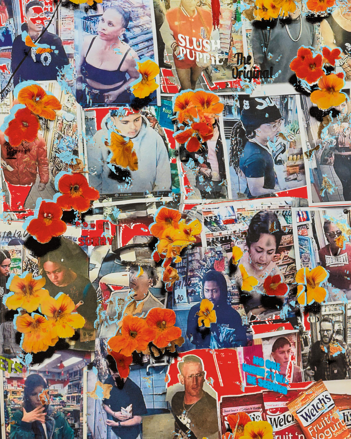 Urs Fischer Slush Puppie (detail), 2026
Gesso, latex, acrylic paint, alcohol ink, and modeling paste on canvas 88 x 110 inches (223.5 x 279.4 cm) © Urs Fischer Courtesy of the artist and Gagosian.