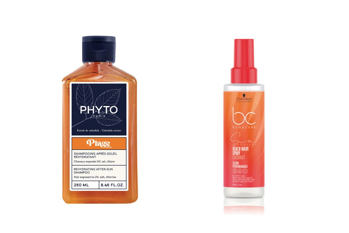 Plage Rehydrating After Sun Shampoo, Phyto Paris: Ενυδατικό σαμπουάν που επανορθώνει τα μαλλιά τα οποία έχουν ταλαιπωρηθεί από τον ήλιο, τη θάλασσα ή την πισίνα. Ο κρεμώδης αφρός του καθαρίζει απαλά και απομακρύνει υπολείμματα αντηλιακού, αλατιού, άμμου και χλωρίου. Το εκχύλισμα καλέντουλας που περιέχει θρέφει και μαλακώνει την τρίχα. BC Sun Protect Beach Wave Spray Coconut, Schwarzkopf Professional: Ανάλαφρο mist που δημιουργεί φυσικούς, beach waves κυματισμούς. Η προηγμένη σύνθεσή του με έλαιο καρύδας προστατεύει και περιποιείται τα μαλλιά πριν και μετά την έκθεση στον ήλιο, ενώ συμβάλλει στην προστασία του χρώματος από το ξεθώριασμα και τις φθορές που προκαλούν οι ελεύθερες ρίζες.